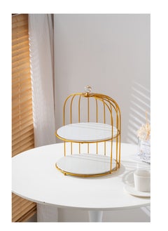 Shallow Shallow Elegant 2 Tier Porcelain 26cm Cake Plate with Luxurious Gold Stand  - Image 3