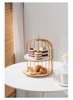 Shallow Shallow Elegant 2 Tier Porcelain 26cm Cake Plate with Luxurious Gold Stand  - Image 2