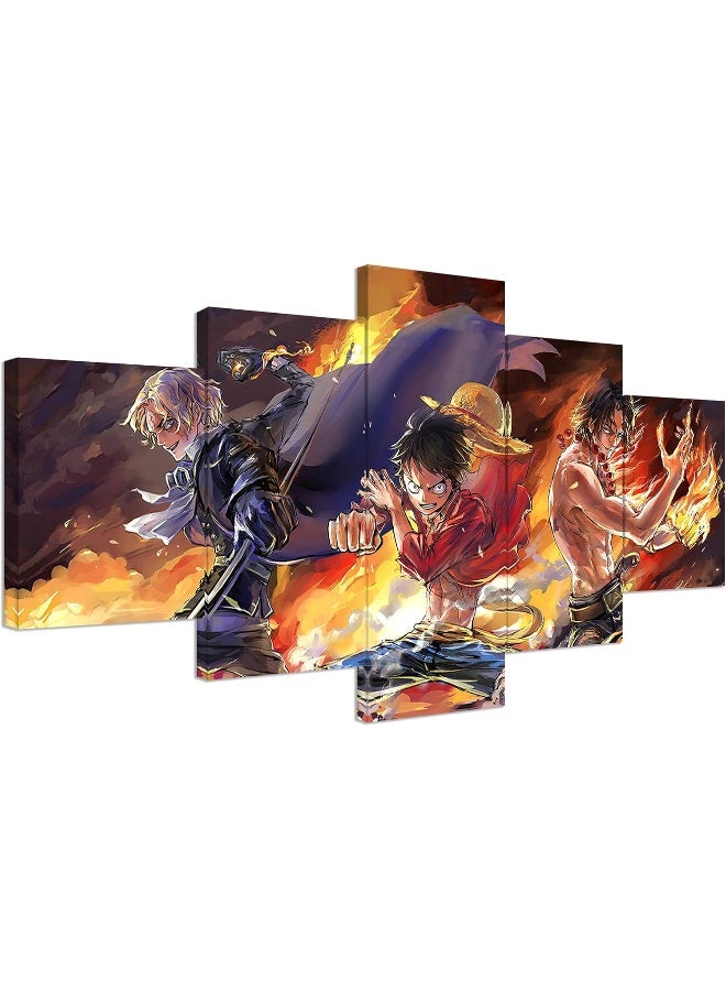 Home Trove Kaiwalk Anime One Piece Poster, The Straw Hat Pirates Luffy Ace Sabo Three Brothers Print On Canvas Painting Wall Art For Living Room Decor Boy Gift  - Image 1