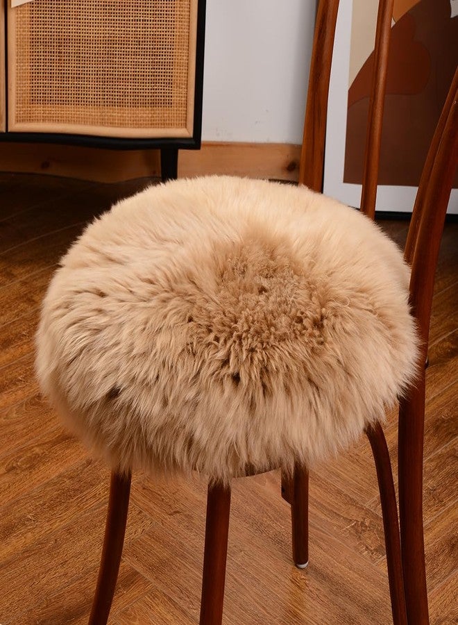 LLB Sheepskin Chair Pads - Office & Dining Room Chair Cushion - Tan, 16.5" Round (Pack of 1) - Image 1