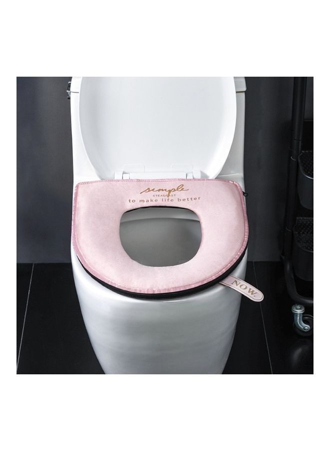 NIBEMINENT Household Winter Toilet Seat Cover Plus Velvet Warm Zipper Pink 20*5*30centimeter - Image 5