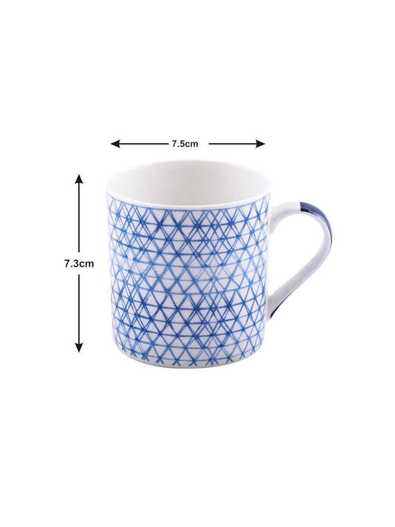 Goodhomes Bone China Tea CupsCoffee Mugs with Indigo Print Set of 6 Mugs Made in India - Image 3