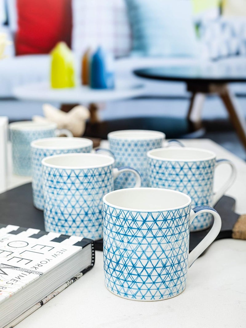 Goodhomes Bone China Tea CupsCoffee Mugs with Indigo Print Set of 6 Mugs Made in India - Image 5