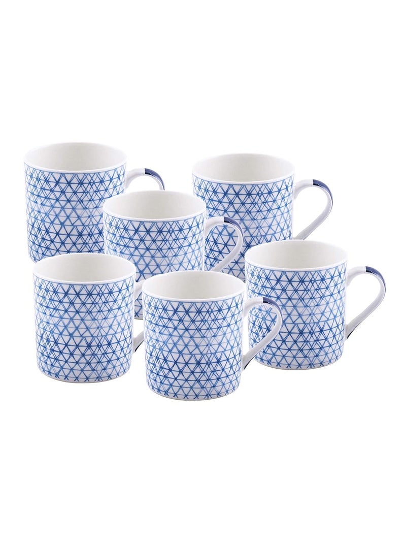 Goodhomes Bone China Tea CupsCoffee Mugs with Indigo Print Set of 6 Mugs Made in India - Image 2