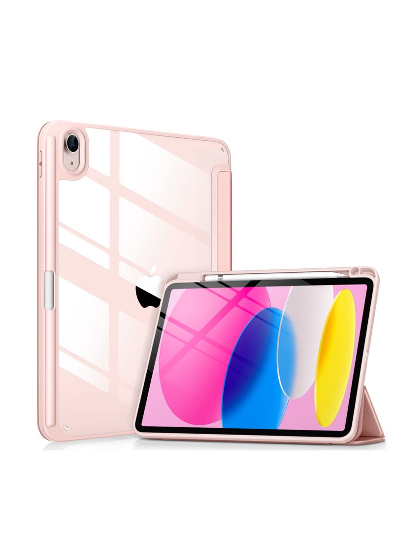 سابويل حافظة ايباد الجيل العاشر 2022، حافظة ايباد 10.9 انش مع ظهر شفاف وغطاء اطار مقاوم للصدمات من البولي يوريثين الحراري [حامل قلم مدمج، يدعم النوم/الاستيقاظ التلقائي] - ذهبي وردي - Image 1