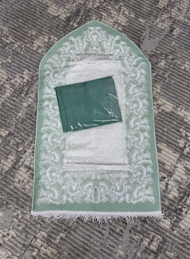 Embroidered jacquard prayer rug with Jalal open prayer sheet - Image 1