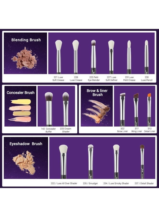 Jessup Eye Makeup Brushes Set Professional 15pcs with Eyeshadow Blending Concealer Eyebrow Eyeliner Brush (Black/Silver) T177 - Image 2