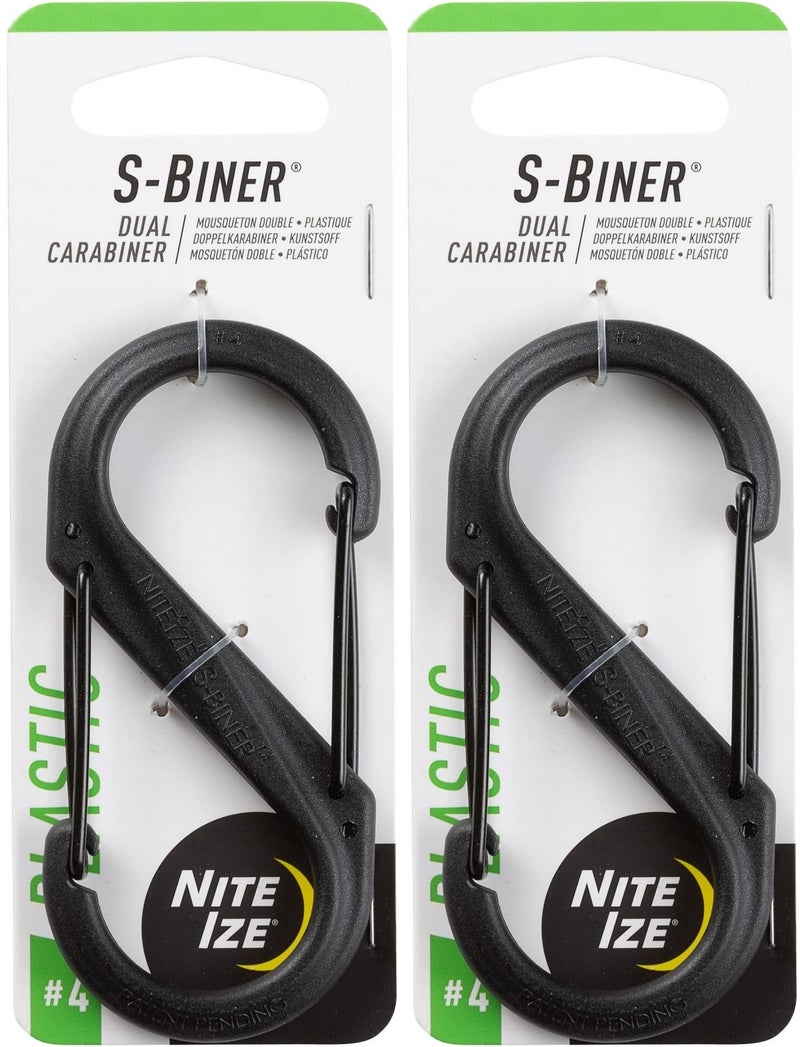 NITE IZE نيت آيز S-Biner بلاستيك مزدوج كارابيني #4 - أسود (عبوة 2) - Image 5