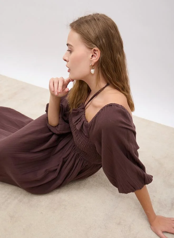 Styli Ruffled Smocked Maxi Dress