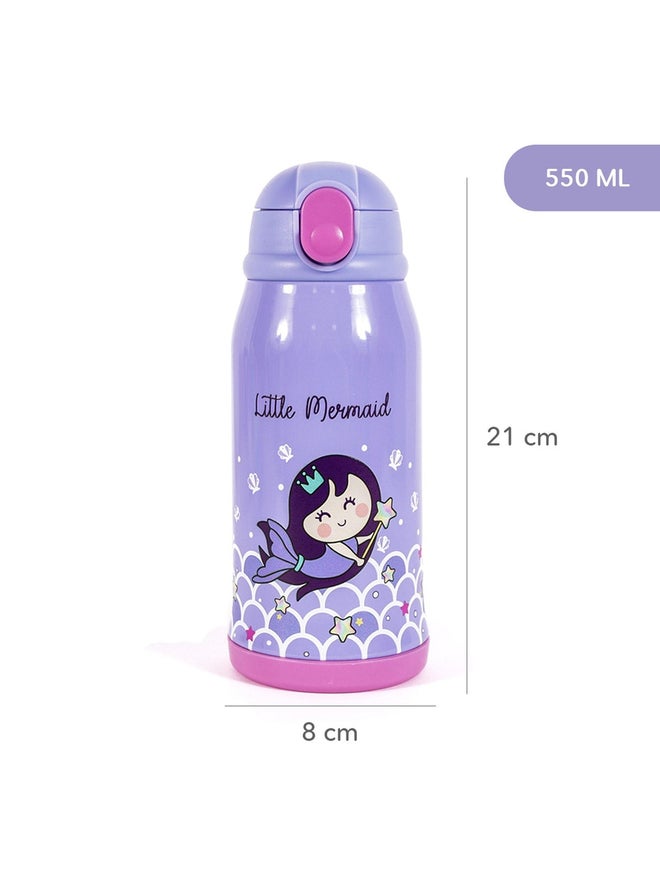 Milk&Moo Steel Kids Water Bottle with Bag 550ml Mermaid - Image 5