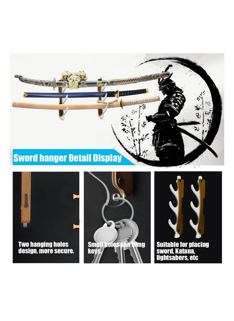 Generic - Sword Holder Wall Mount,10.8 Inch Sword Stand Display,3-Tier Katana Wall Mount,Lightsaber Stand,Samurai Sword Holder,Sword Wall Display,Wand and Cosplay Blade Stand. (3 Tier Brown) - Image 1