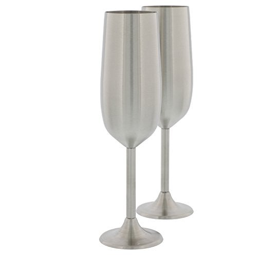 DECO Unbreakable 8 Oz Stainless Steel Champagne Flutes (2 Pk)- Large Stemmed Matte Silver Champagne Glasses - Reusable Indoor Outdoor Drinkware - Keeps Drink Cool for Longer- Graduation & Mother's Day Gift - Image 5