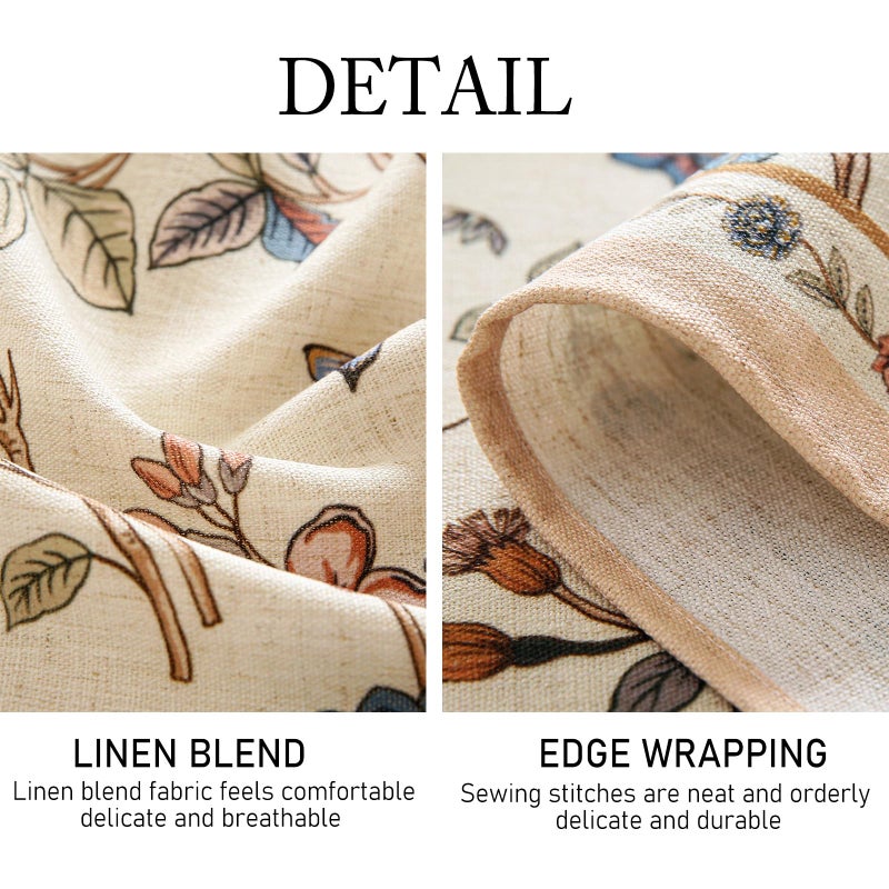 ISAENNE Designer French Light Beige Small Rectangular Tablecloth,Linen Florals and Birds Pattern Table Cloth,Anti-Wrinkle Decorative Tablecloths for Dining Thanksgiving Kitchen,55"*71"-Cornucopia - Image 5
