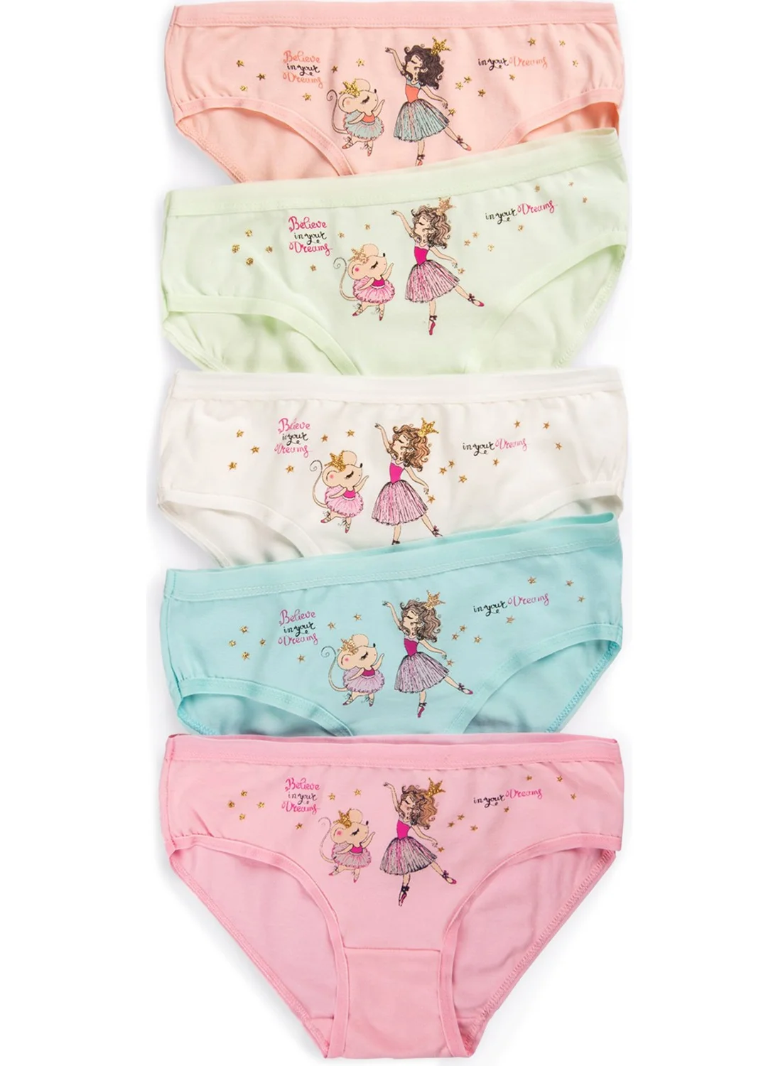 Happyfox Girls Mixcolor 5 Pack Printed Panties