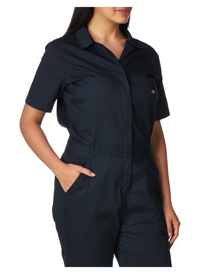 Dickies - Dickies womens Short Sleeve Flex Work Utility Coveralls, Dark Navy, Large US - Image 1