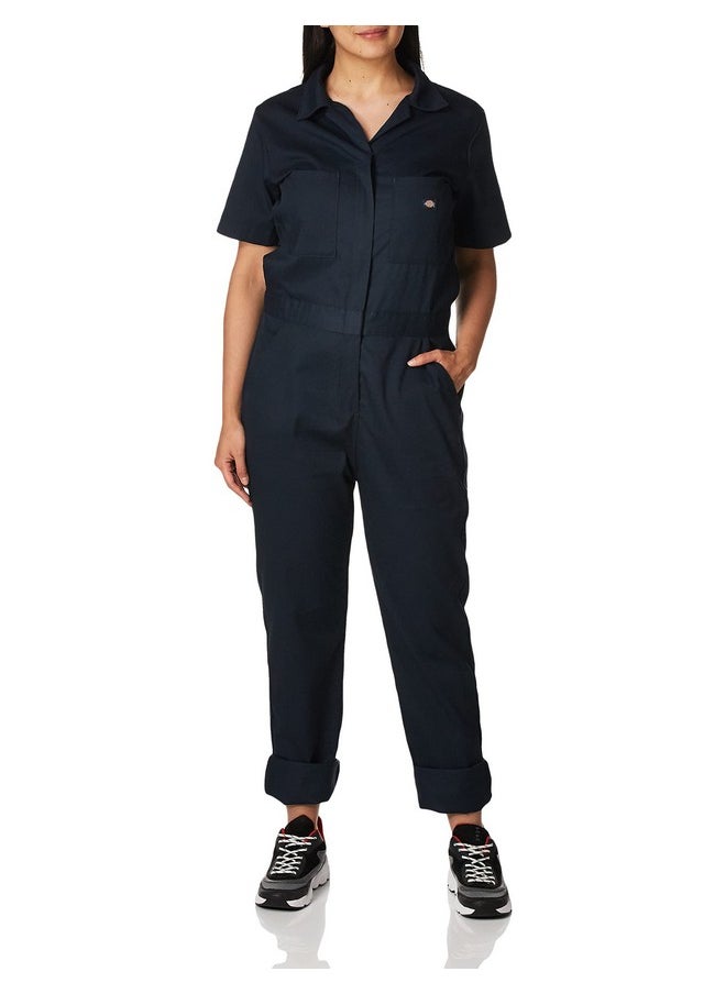 Dickies - Dickies womens Short Sleeve Flex Work Utility Coveralls, Dark Navy, Large US - Image 1