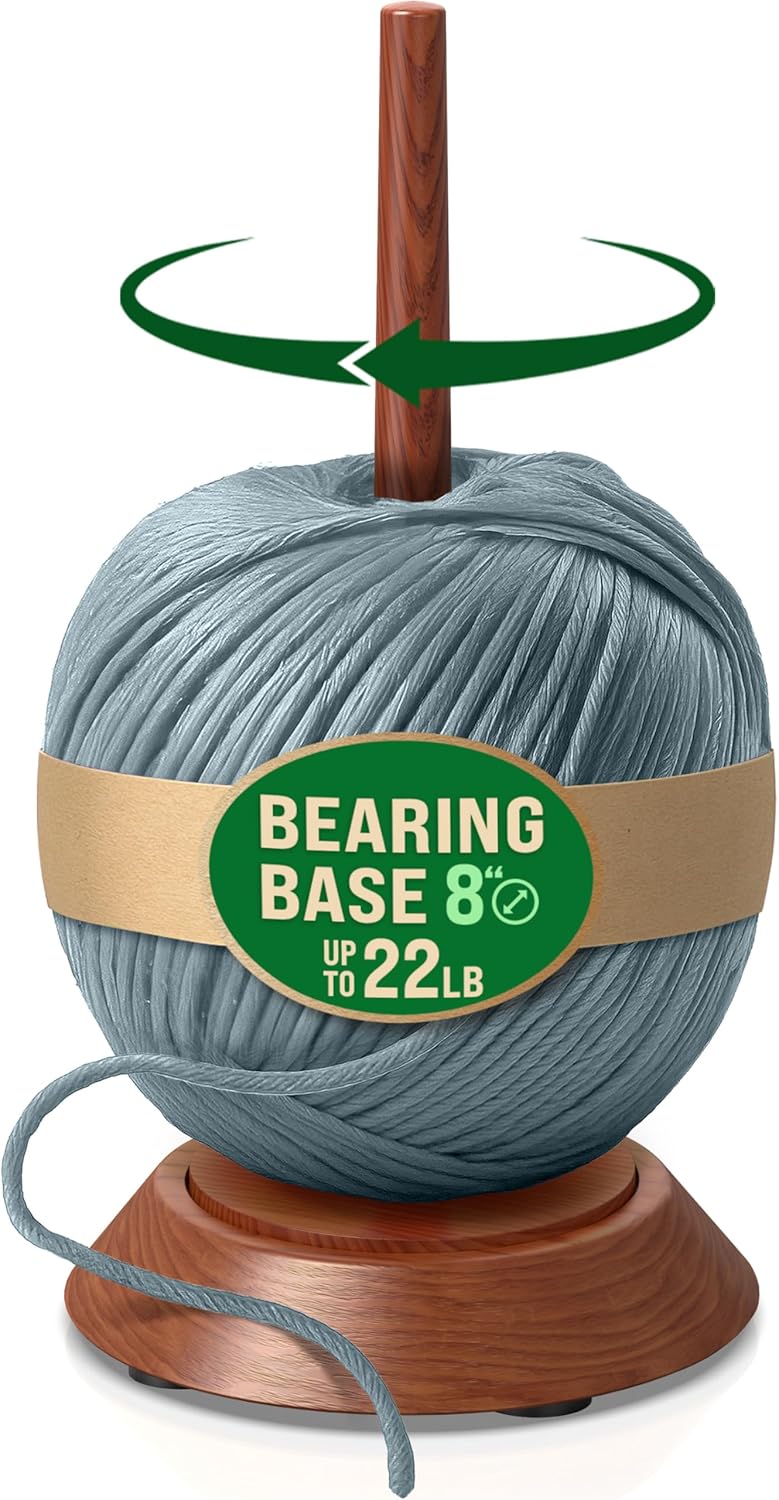 Barva Yarn Holder 22 Lb Capacity for Chunky Yarn | Smooth Bearing Spinner & Big Rubber Anti Slip Pads for Stability | European Wood Crochet Accessories and Pro Tools for Fiber Crafts - Image 1