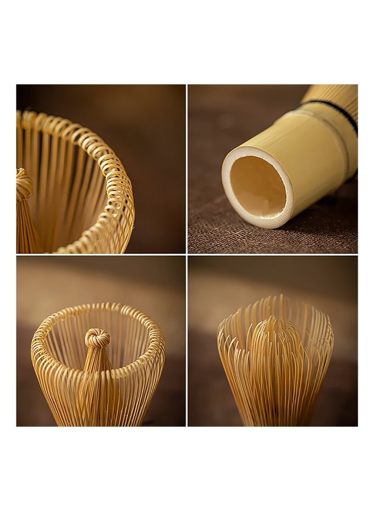 طقم شاي ماتشا أسود – 6 قطع تشمل وعاء سيراميك أسود، مضرب ومثبت، منخل، ملعقة وخافق من الخيزران – طقم ماتشا ياباني لمحبي الشاي التقليدي - Image 4