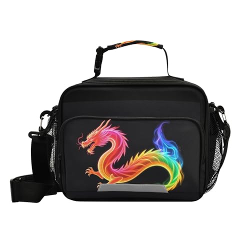 Kcldeci Rainbow Dragon Insulated Lunch Bag for Women/Men Monster Reusable Lunch Box for Office Work School Picnic Beach - Leakproof Cooler Tote Bag Freezable Lunch Bag - Image 1