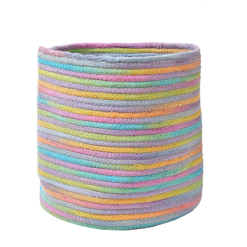 pepme pepme Colorful stripes cotton basket Multi Color 12x12 inches  - Image 2