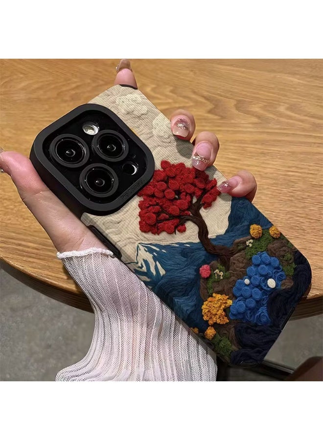 Temu 3D Artistic Landscape and Red Rose Tree Pattern Phone Case for iPhone 14 Pro Max, Shockproof, Dirt-Resistant, Full Coverage Phone Protection - Image 3