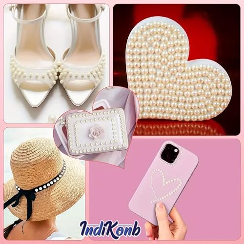 INDIKONB Half Cut Pearls for Craft | Off White Cream Colour Flat Back Beads for Jewelry Making and Crafts (Off White-5mm) - Image 3