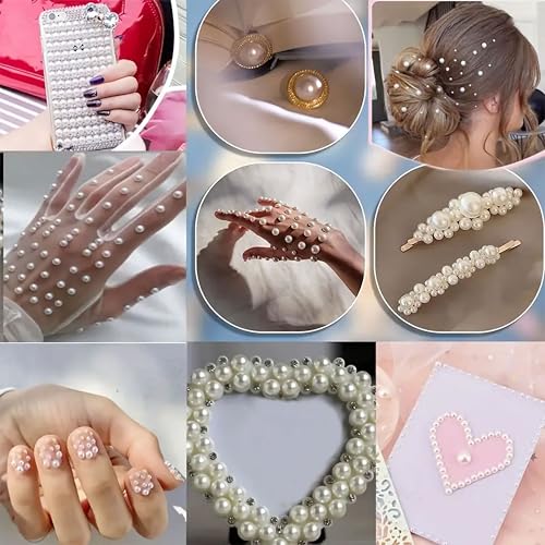 INDIKONB Half Cut Pearls for Craft | Off White Cream Colour Flat Back Beads for Jewelry Making and Crafts (Off White-5mm) - Image 2