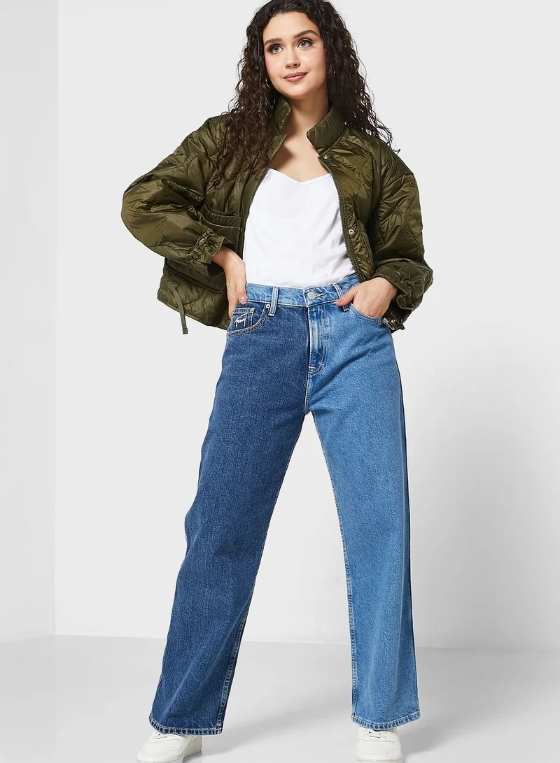 Jacqueline de Yong High Neck Quilted Crop Jacket