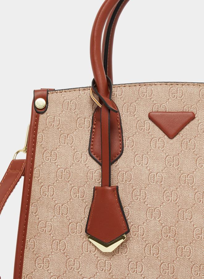 Styli Printed Handbag with Dual Handle with Adjustable Strap - Image 3