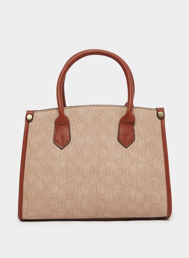 Styli Printed Handbag with Dual Handle with Adjustable Strap - Image 2