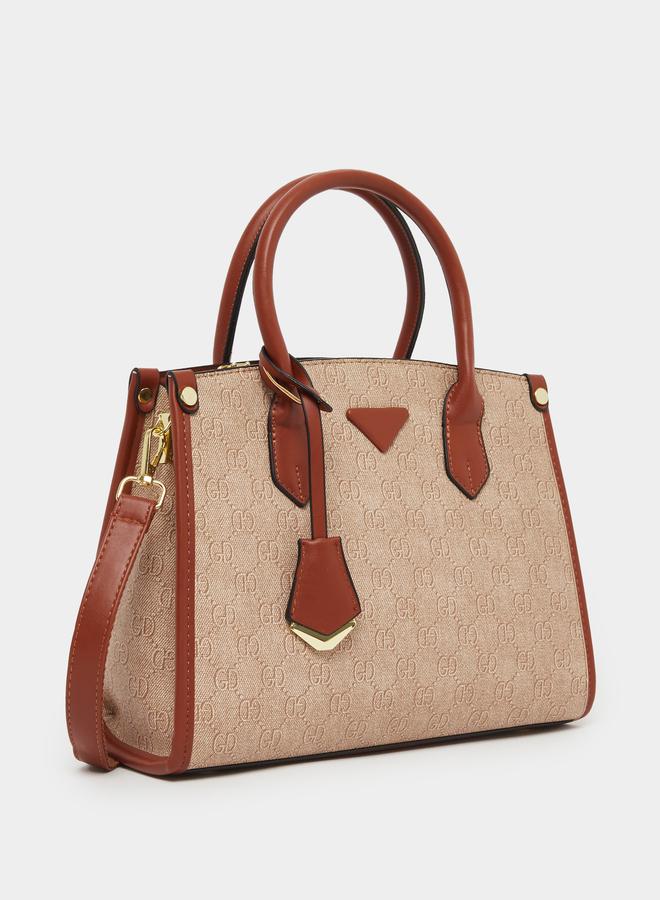 Styli Printed Handbag with Dual Handle with Adjustable Strap - Image 1