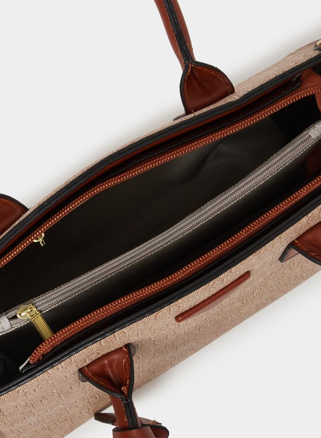 Styli Printed Handbag with Dual Handle with Adjustable Strap - Image 4