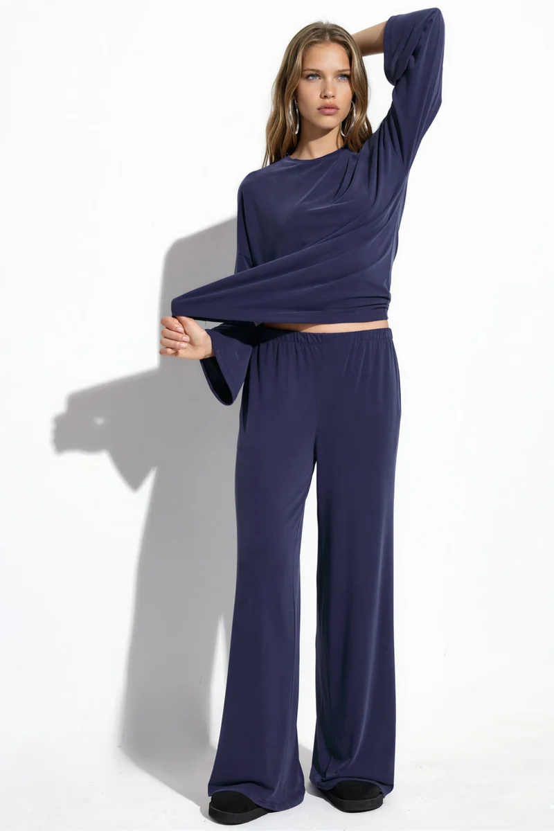 بوسيم BUSEM Elastic Waist Straight Leg Modal Pants