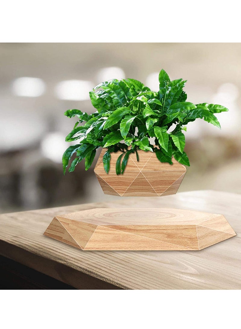 Levitating Air Plant Pot,Magnetic Levitation Potted Aerial Creative Ornaments,Suspended Wood Grain Potted Plant Bonsai For Gardens,office,living Room - Image 3