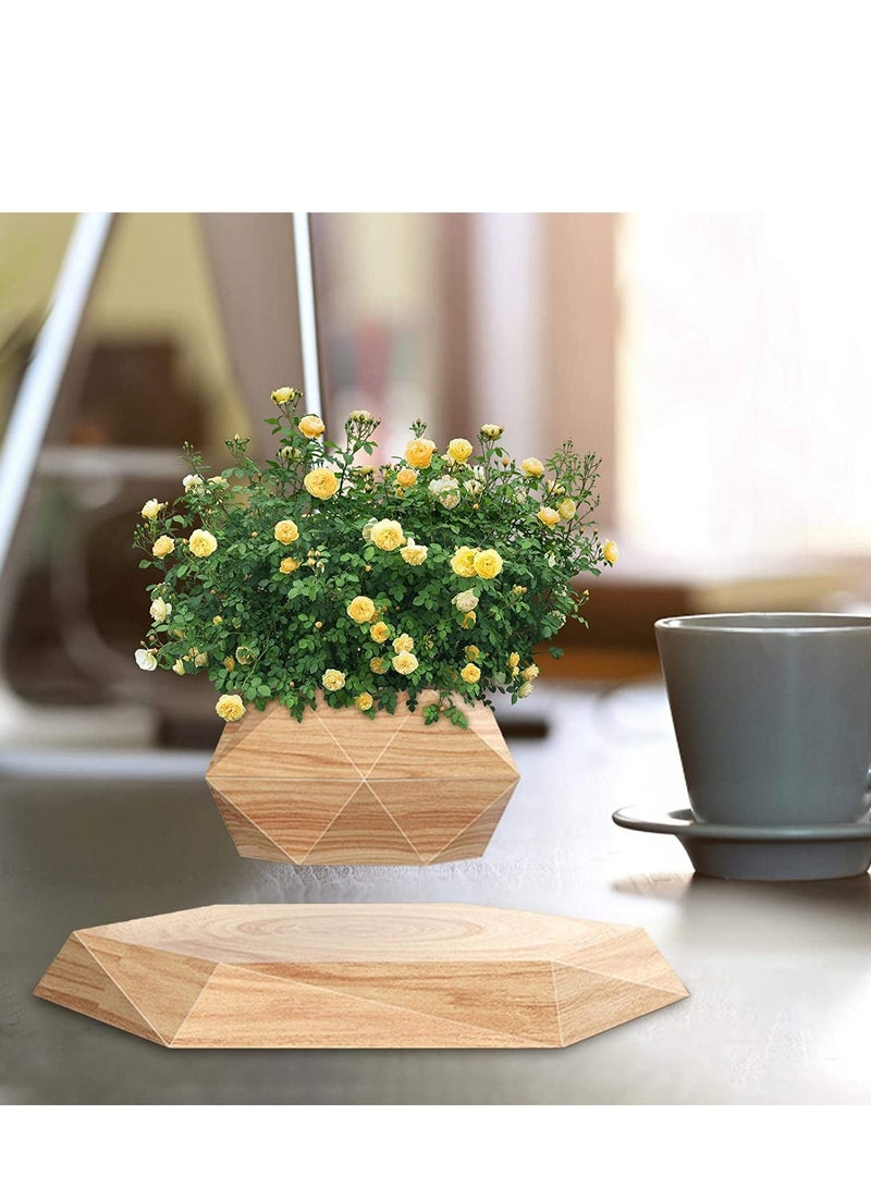 Levitating Air Plant Pot,Magnetic Levitation Potted Aerial Creative Ornaments,Suspended Wood Grain Potted Plant Bonsai For Gardens,office,living Room - Image 2