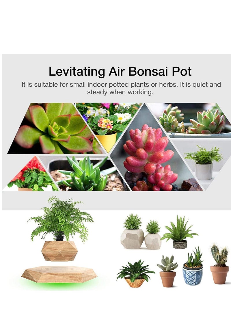 Levitating Air Plant Pot,Magnetic Levitation Potted Aerial Creative Ornaments,Suspended Wood Grain Potted Plant Bonsai For Gardens,office,living Room - Image 4