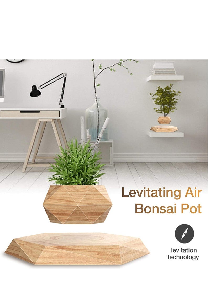 Levitating Air Plant Pot,Magnetic Levitation Potted Aerial Creative Ornaments,Suspended Wood Grain Potted Plant Bonsai For Gardens,office,living Room - Image 5