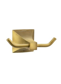 SOMANY Double Robe Hook - Brushed Gold | Wall-Mounted Brass Towel & Clothes Hanger | Luxury Bathroom Hook | Modern Gold Coat Hook | Space-Saving Wall Hook | Elegant Gold Finish 