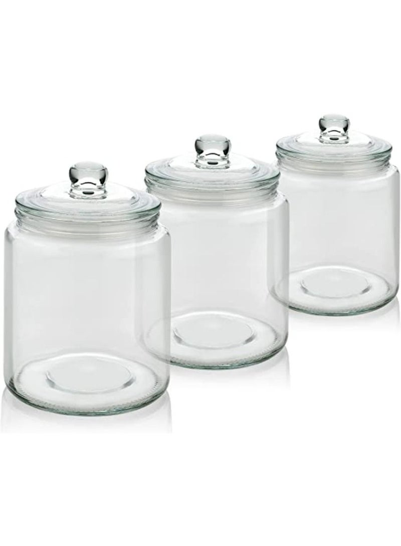 QUESERA Glass Apothecary Jars,Bathroom Storage Organizer with lids - Glass canisters Jar Cotton Ball Holder Set - Image 2