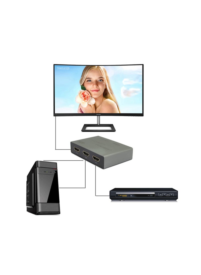 Generic - HDMI 2.1 Switch 8K HDMI Splitter, 2 in 1 with IR Remote 8K@60Hz 4K@120Hz 2 Input 1 Output HDCP2.3 CEC for Xbox PS5/ 4 Blue-ray Player Notebook PC Projectors Monitors - Image 1
