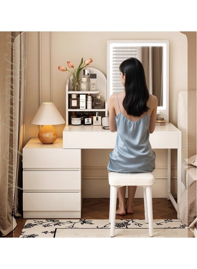 Cream Style Dressing Table With Light Mirror, One-Piece Telescopic Style, Bedroom Small Apartment Storage Dressing Table(SZZ024) - Image 3