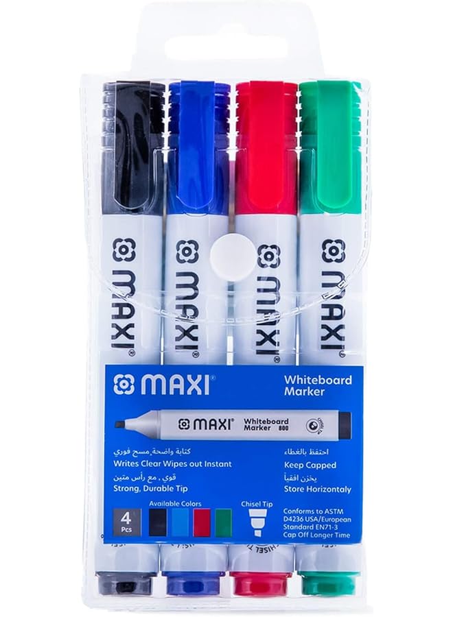 Maxi Chisel Tip Whiteboard Marker 4 Colours - Image 1