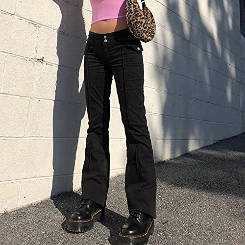 HBER Low Rise Flare Pants for Women Bell Bottom Black Bootcut Leggings Y2k - Image 3