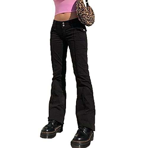 HBER Low Rise Flare Pants for Women Bell Bottom Black Bootcut Leggings Y2k - Image 1