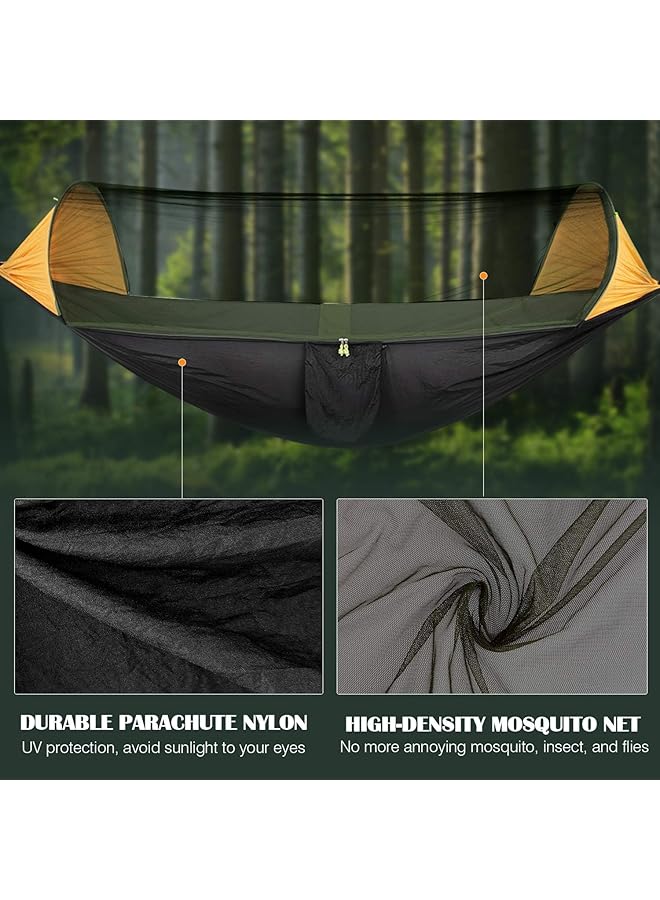 KASTWAVE Camping Hammock With Net Travel Portable Lightweight Hammocks With Tree Straps And Solid D Shape Carabiners Parachute Nylon Hammock For Outsides Backpacking Beach Backyard Patio Hiking  - Image 3