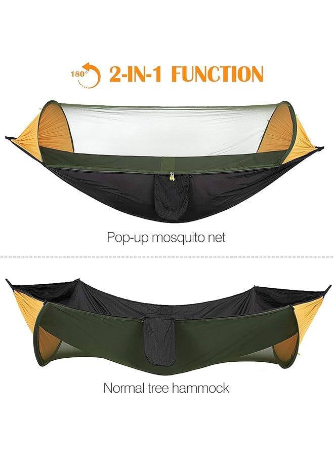 KASTWAVE Camping Hammock With Net Travel Portable Lightweight Hammocks With Tree Straps And Solid D Shape Carabiners Parachute Nylon Hammock For Outsides Backpacking Beach Backyard Patio Hiking  - Image 2
