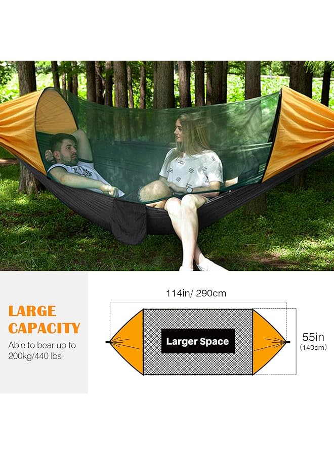 KASTWAVE Camping Hammock With Net Travel Portable Lightweight Hammocks With Tree Straps And Solid D Shape Carabiners Parachute Nylon Hammock For Outsides Backpacking Beach Backyard Patio Hiking  - Image 4