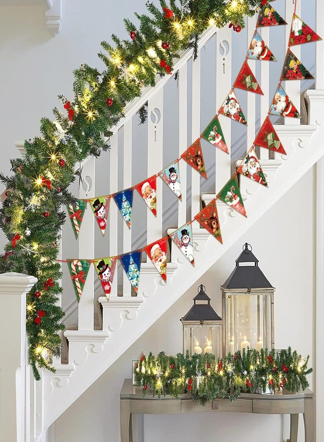 g2plus Vintage Christmas Banner, 19.6ft Paper Holiday Triangle Bunting Flags, Pre-Strung Pennant Garland for Xmas Party, Home, School, Church Decor - Image 5