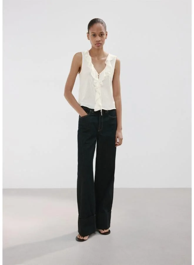 MANGO  Ruffled V-neck top for Women | Best Price UAE