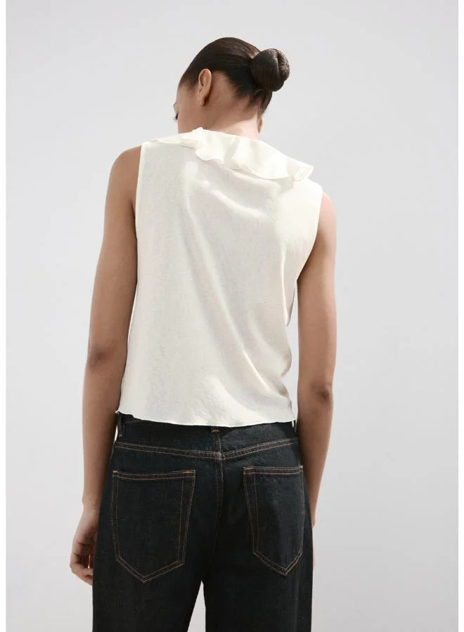 مانجو Ruffled V-neck top